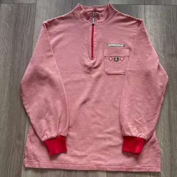 Munsingwear 빨흰 스트라이프 하프 지퍼 셔츠 M