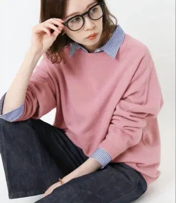 IENA 이에나 울 100% 핑크 크루넥 스웨터