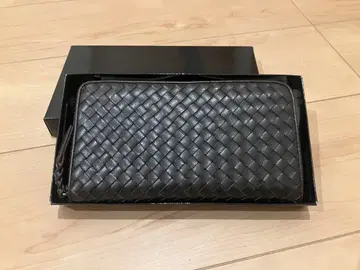 블랙 가죽 뜨개질 장지갑