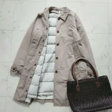 MHL. 다운 라이너 포함 롱 코트 2 베이지 코튼 나일론