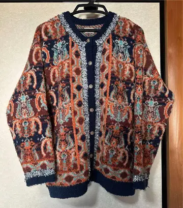 Unitage 부클레 총 패턴 자카드 니트 가디건 네이비