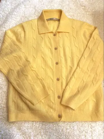 PLATINUM mei-mei 캐시미어 100% 케이블 짜임 가디건