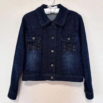 [axes femme] 레이스업 리본 데님 자켓 (다크 블루)