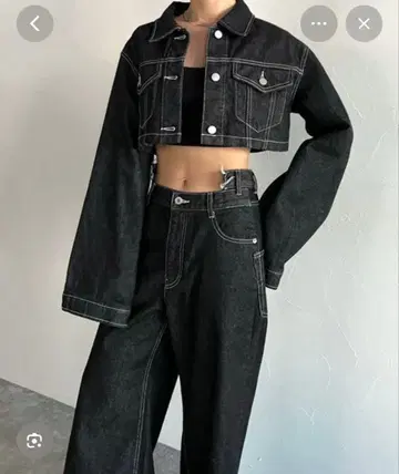 PAGEBOY 다크 데님 크롭 자켓