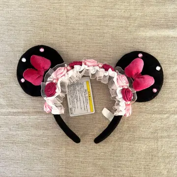 택 포함 미사용 새상품 미니 머리띠 장미 프릴