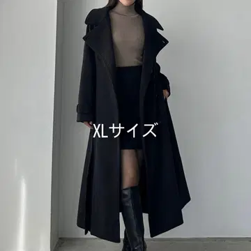 Louere 2way 하이넥 울 라이크 허리 쉐이프 플레어 코트 XL