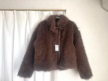 브라운 플리스 보아 자켓 숏 기장