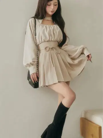 Darich 도킹 코르셋 플리츠 미니 원피스