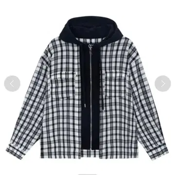 OY 블록 체크 지퍼 후드티 후드 부착