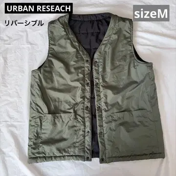 URBAN RESEARCH 다운 베스트 올리브 블랙 리버서블 M size