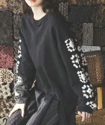 niko and - 크로셰 콤비 풀오버 블랙