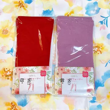 천사의 쉬폰 면 100% 레그 워머 2켤레 새상품 빨간색 라벤더