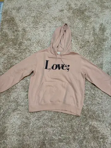 베이지 Love; 프린트 후드티 XS