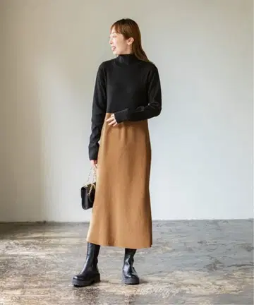 noble 컬러 블록 니트 원피스