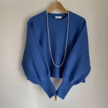 LEPSIM 벌룬 슬리브 니트 스웨터 F 블루칼라