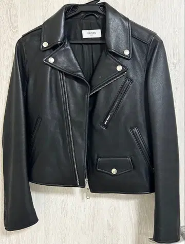 EDITION 2회 착용 광택이 있는 고급 램 가죽 라이더 자켓