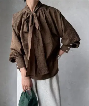 *택 포함 미사용*DouDou 블라우스 셔츠 봉 타이 2WAY 블라우스