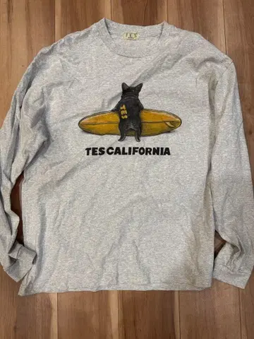 TES 강아지 서핑보드 M 그레이 긴팔 티셔츠