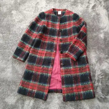 항구의 전람회 노카라 울 코트 체크 무늬