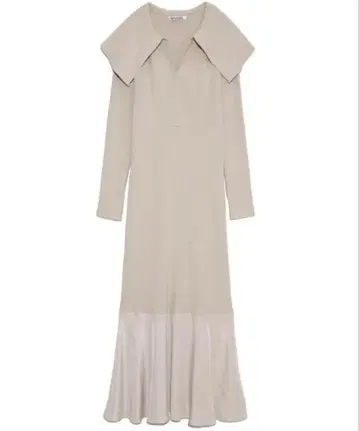 SNIDEL 빅 칼라 콤비 리브 니트 원피스