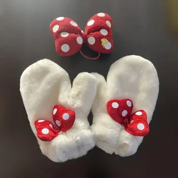 디즈니 미니 손 장갑 미튼 머리끈 리본 세트