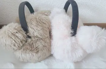 도쿄 디즈니 리조트 퍼 핑크 브라운 귀마개 귀도리 미키