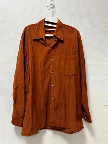 오렌지 코듀로이 긴팔 셔츠