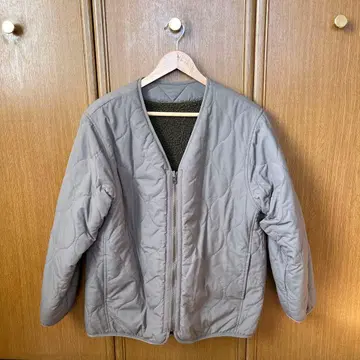 그레이 퀼팅 자켓 플리스 안감