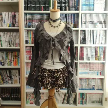 PRESSING damage frill cardigan 차콜