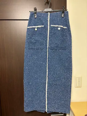 Vin 프린지 파란색 타이트 스커트 38