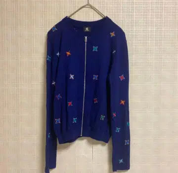 PS 폴 스미스 드라이버 니트 블루 자수 올 패턴