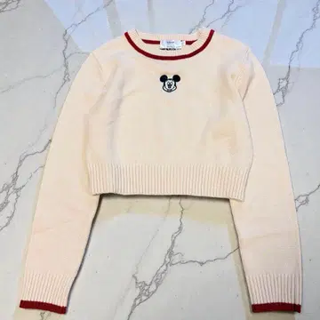 moussy x disney 미키 크롭 니트 베이지 F 리브
