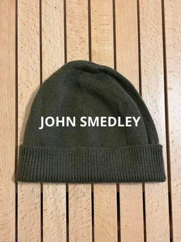 JOHN SMEDLEY 울 니트 모자 올리브 그린 비니 새상품급
