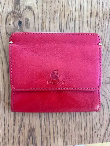 kissora 빨간색 카드 케이스 컴팩트 지갑 지갑