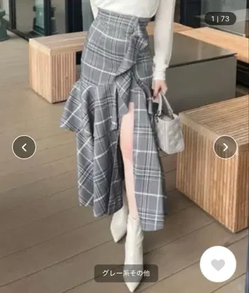 rienda 체크 프릴 슬릿 스코트 숏팬츠 그레이 체크 S