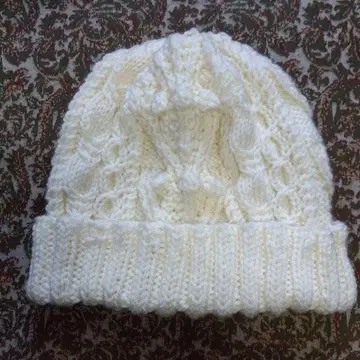 핸드메이드 아란 무늬 털실 모자 M 사이즈