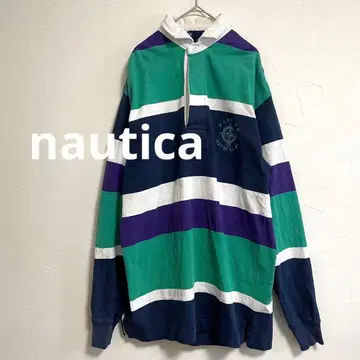 노티카 NAUTICA 보더 라거 셔츠 그린 네이비 M
