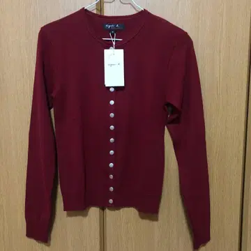 [택 포함 새상품] agnes b 에네스베 가디건 와인 레드