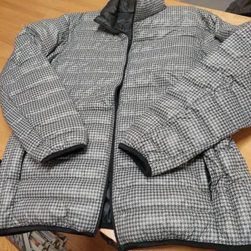 다운 자켓 XL 체크 무늬 그레이/블랙