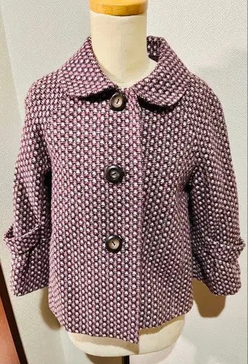 판초 코트 쇼와 레트로 숏코트 보라색 M 사이즈