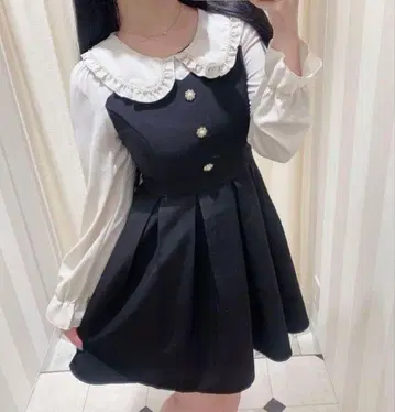 evelyn 꽃 비쥬 원피스 [ 블랙 ]