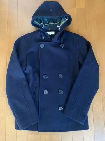 TOMMY 네이비 더블 브레스트 피 코트 M