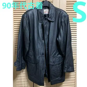 남성용 S 가을/겨울 가죽 자켓 블랙 90년대 구제 의류 메루카리 택배