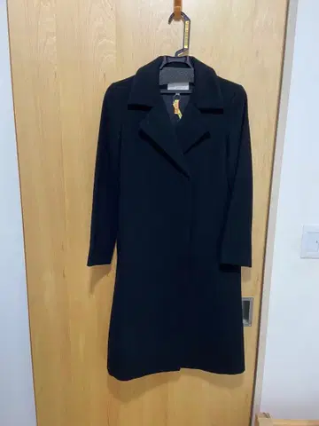 블랙 더블 브레스트 롱 코트