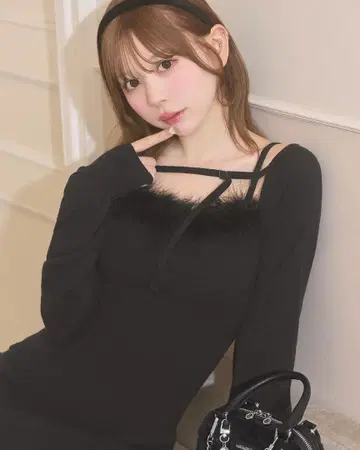 미셸 마카롱 페더 볼레로 니트 원피스 F