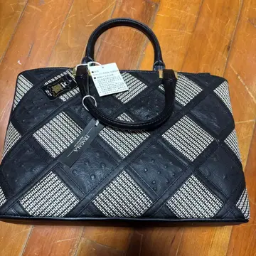 FRAGALA 소가죽 체크 무늬 토트백