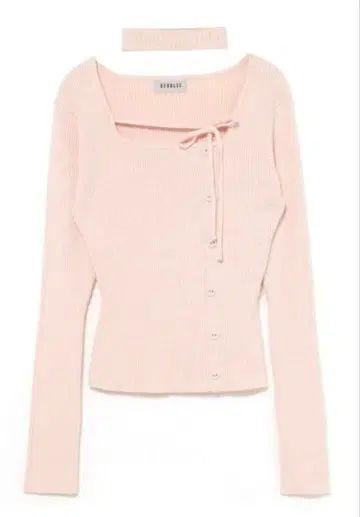 BUBBLES 초커 버튼 니트탑 핑크