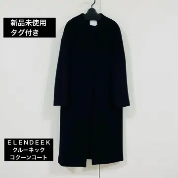 ELENDEEK 크루넥 코쿤 코트 블랙 01