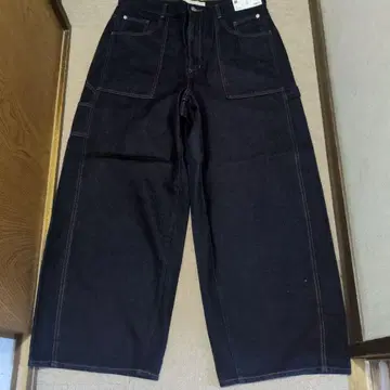 새상품 gu rokh 콜라보 배럴 레그 페인터 데님