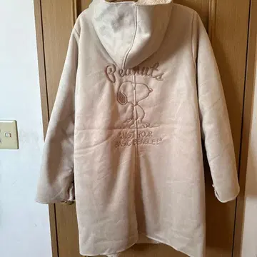 새상품 Peanuts Snoopy 후드, 보아 안감 하프 코트 베이지